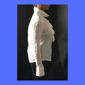 White Ruffle Long Sleeve Blouse